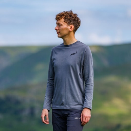 Inov-8 グラフィック Tシャツ 長袖 ''ブランド'' メンズ グレー